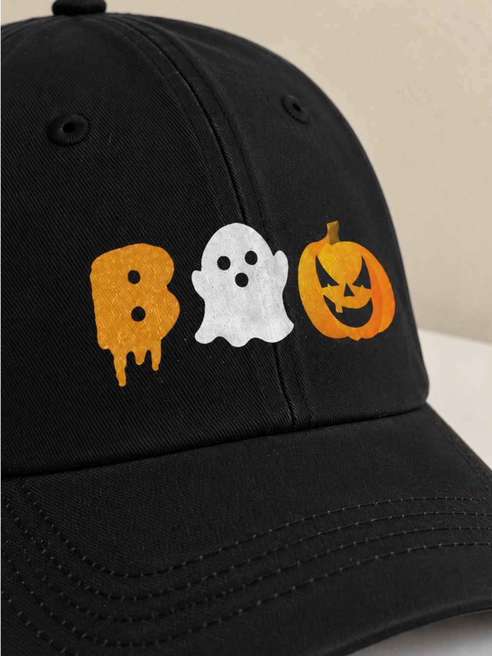 Boo Pumpkin Halloween Black Classic Dad Hat - Picture 3 of 3